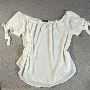 Ambiance White Puff Sleeve Tie Front Blouse